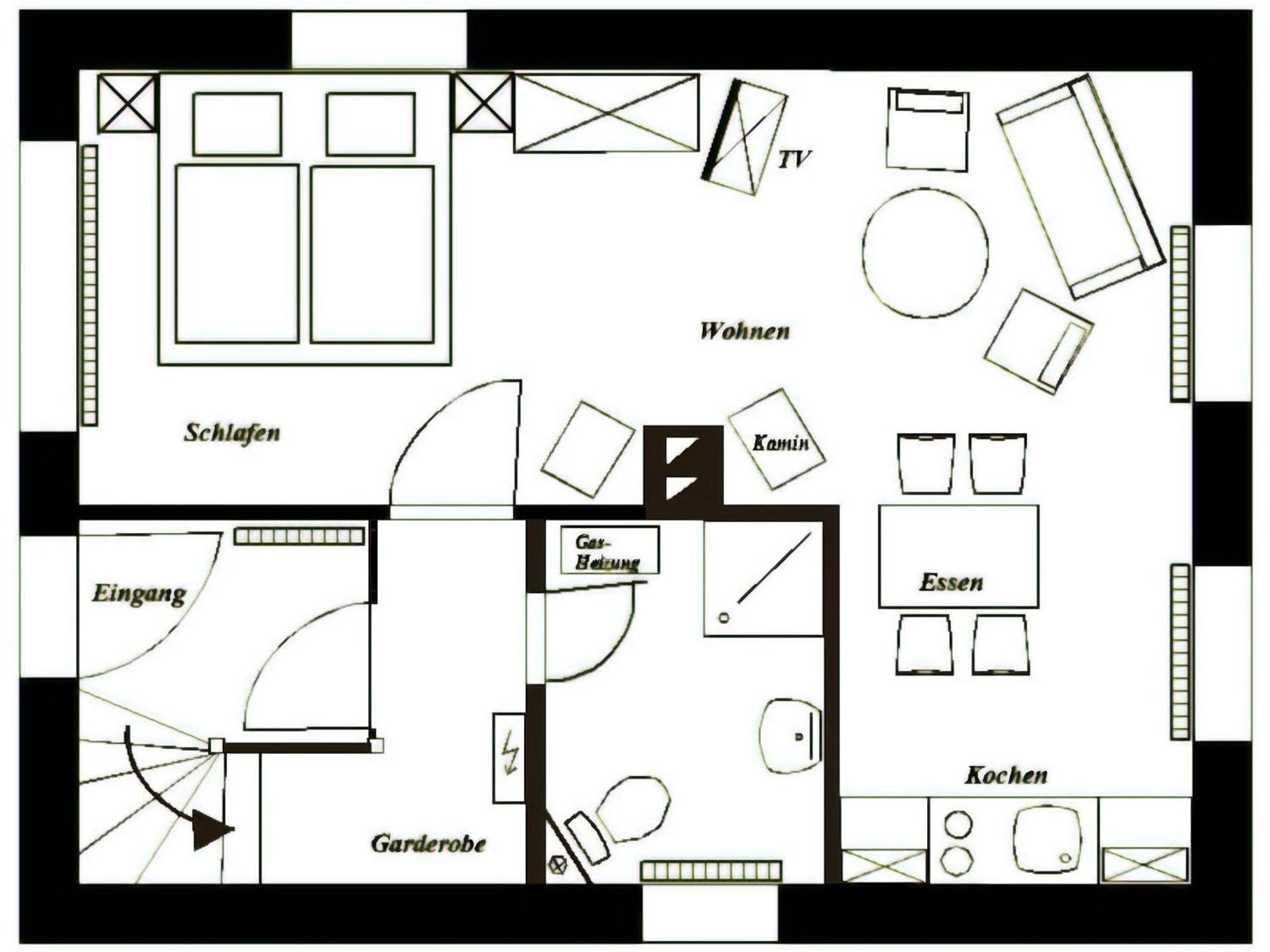 Gemuetliche Einraumwohnung Im Erdgeschoss Mit Doppelbett Und Kaminofen Benneckenstein Exterior foto